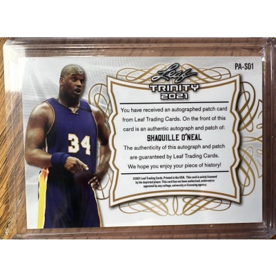 Karta z autografem Shaquille O'Neal 2021 Leaf Trinity Basketball Jumbo Jersey 25/25