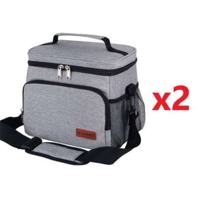 2x TORBA TERMICZNA LUNCHBOX PIKNIKOWA REGULOWANA 8 LITRÓW SZARY OXFORD