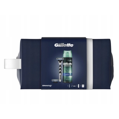 MASZYNKA + ŻEL DO i PO GOLENIU GILLETTE MACH3 + 6x WKŁAD + KOSMETYCZKA