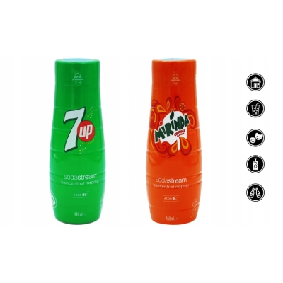 SYROP KONCENTRAT 7UP + MIRINDA DO SATURATORA SODASTREAM 9L NAPOJU z 440ml