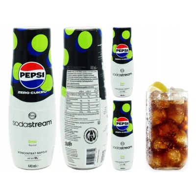 3x SYROP KONCENTRAT SODASTREAM PEPSI MAX LIME LIMONKA 9L NAPOJU Z 440ML