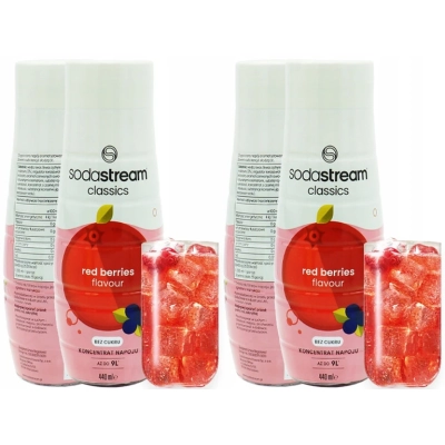 2x SYROP KONCENTRAT SODASTREAM RED BERRIES OWOCE LEŚNE 9L NAPOJU Z 440ML