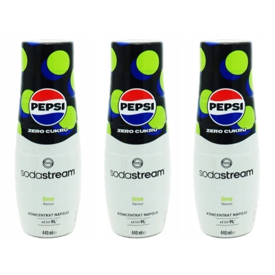 3x SYROP KONCENTRAT SODASTREAM PEPSI MAX LIME LIMONKA 9L NAPOJU Z 440ML