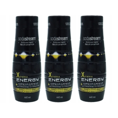 3x SYROP SODASTREAM XTREME ENERGY ENERGETYK DO SATURATORA 9L NAPOJU z 440ml