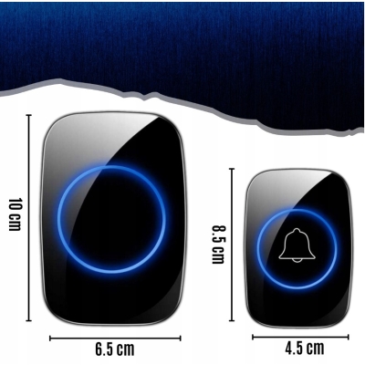 DZWONEK DO DRZWI BEZPRZEWODOWY ZEWNĘTRZNY WODOODPORNY IP44 DUŻY ZASIĘG