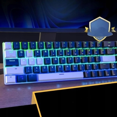 KLAWIATURA MECHANICZNA BEZPRZEWODOWA QWERTZ RGB 60% DIY BLACK-WHITE