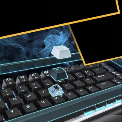 KLAWIATURA MECHANICZNA BEZPRZEWODOWA QWERTZ RGB 60% DIY BLACK-WHITE