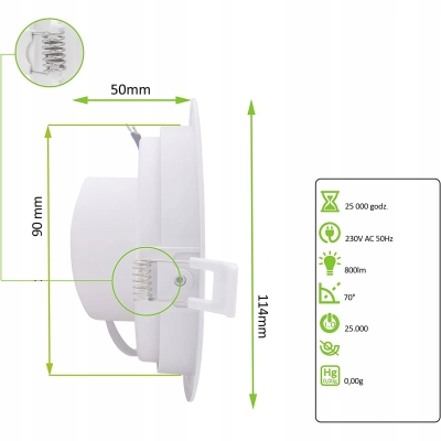 HALOGEN LED PŁASKI OBROTOWY Z OPRAWĄ 9W 2700K 800LM IP44 EVOLUTION