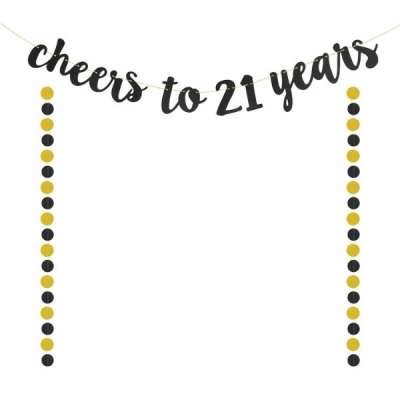 GIRLANDA URODZINOWA BANER NA URODZINY ROCZNICĘ CHEERS TO 21 YEARS